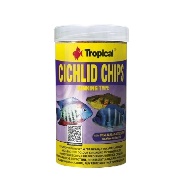Tropical Cichlid Chips Cichlid Balıkları için Renklendirici Cips Balık Yemi (520 Gr, 5 Lt)