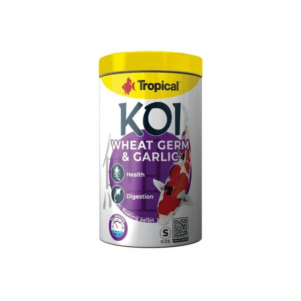 Tropical Koi Wheat Germ & Garlic Koi ve Japon Balıkları için Pellet Balık Yemi (320 Gr, Small, 5 Lt)