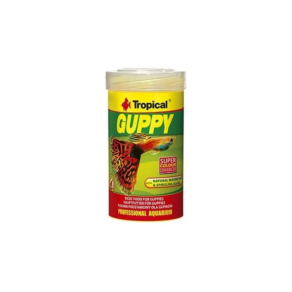 Tropical Guppy Lepistes Balıkları için Pul Balık Yemi (50 Gr, 100 Ml)