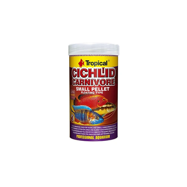 Tropical Cichlid Carnivore Pellet Etobur Cichlid Balıkları için Renklendirici Balık Yemi (250 Gr, Small)