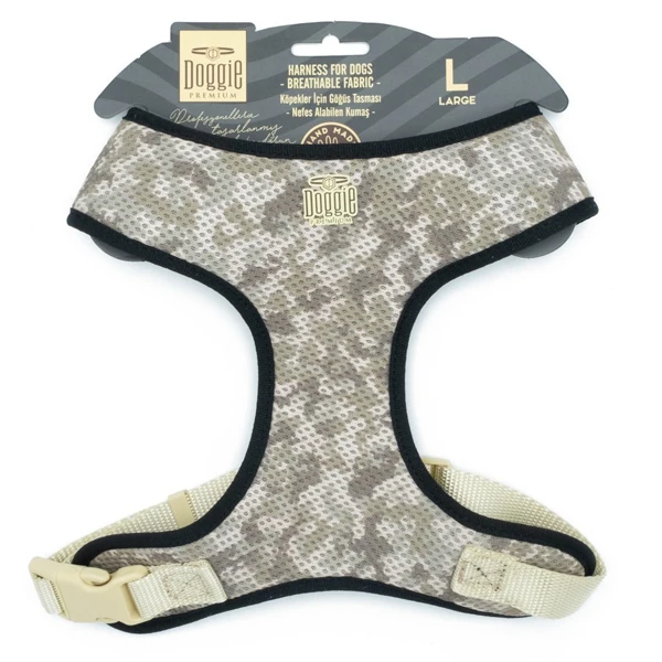 Doggie Havalı Dokuma Büyük Irk Köpek Göğüs Tasması Kamuflaj (2x50-65 Cm, Large)