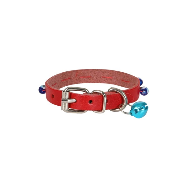 Cattie Boncuklu Deri Küçük Irk Köpek ve Kedi (Siyah, 1x20-23 Cm, Small)
