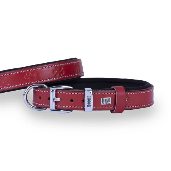 Doggie Comfort Deri Pati Desenli Köpek Boyun Tasması (Siyah, 3.5x52-60 Cm, Small)