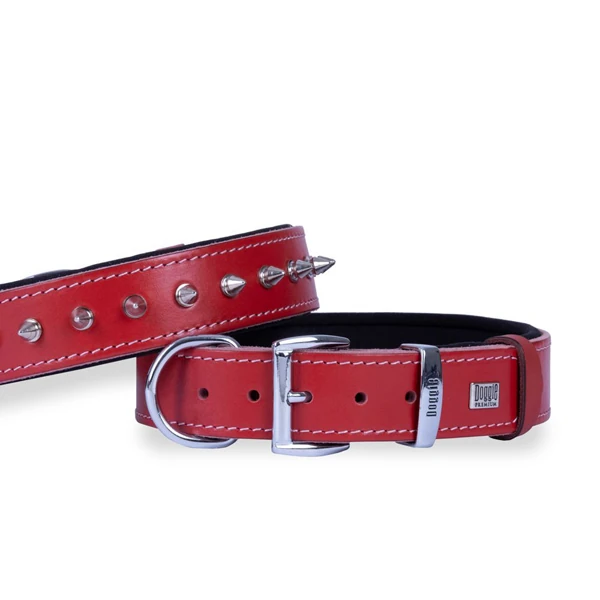 Doggie Comfort Deri Çivili Köpek Boyun Tasması (Siyah, 3.5x52-60 Cm, Small)