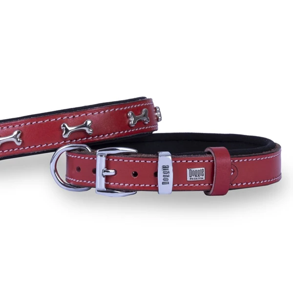 Doggie Comfort Deri Kemik Süslü Köpek Boyun Tasması (Siyah, 3.5x52-60 Cm, Small)