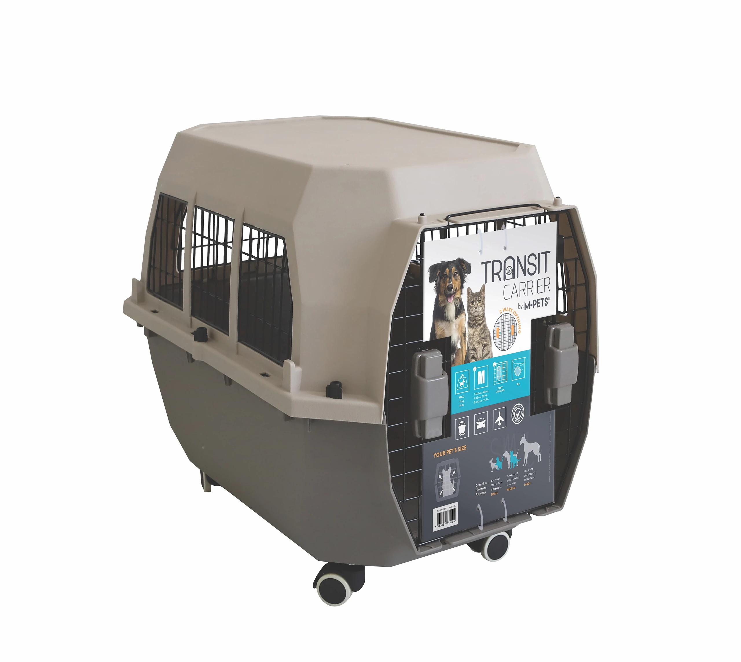 M-Pets Transit Carrier Iata Tekerlekli Kedi ve Köpek Taşıma Çantası (72.6x54.5x53 Cm, Large)