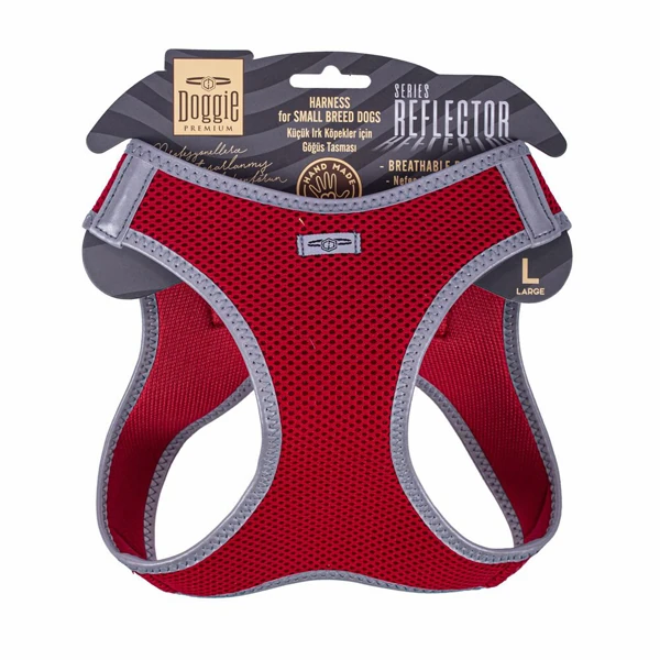 Doggie Havalı Dokuma Reflektör Küçük Irk Köpek Göğüs Tasması (Siyah, 42-48 Cm, Small)