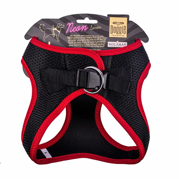 Doggie Havalı Dokuma Neon Küçük Irk Köpek Göğüs Tasması (Pembe, 42-48 Cm, Small)