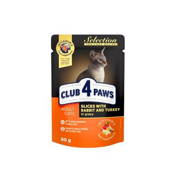 Club4Paws Selection Tavşanlı&Hindili Pouch Kedi Konservesi
