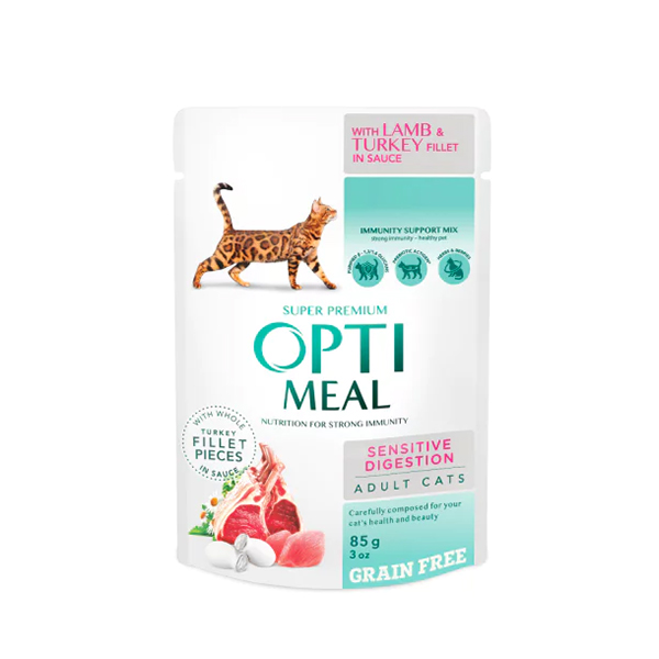Optimeal Sensitive Digestion Kuzu Etli ve Hindili Konserve Yetişkin Kedi Maması