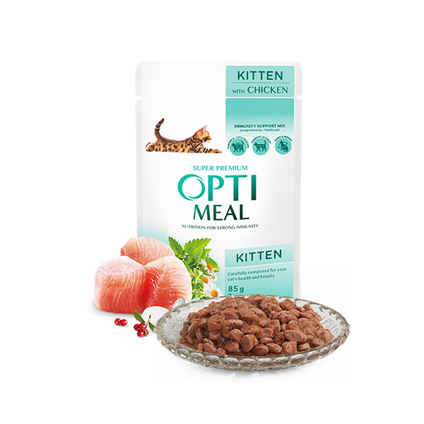 Optimeal Parça Etli Soslu Tavuklu Konserve Yavru Kedi Maması