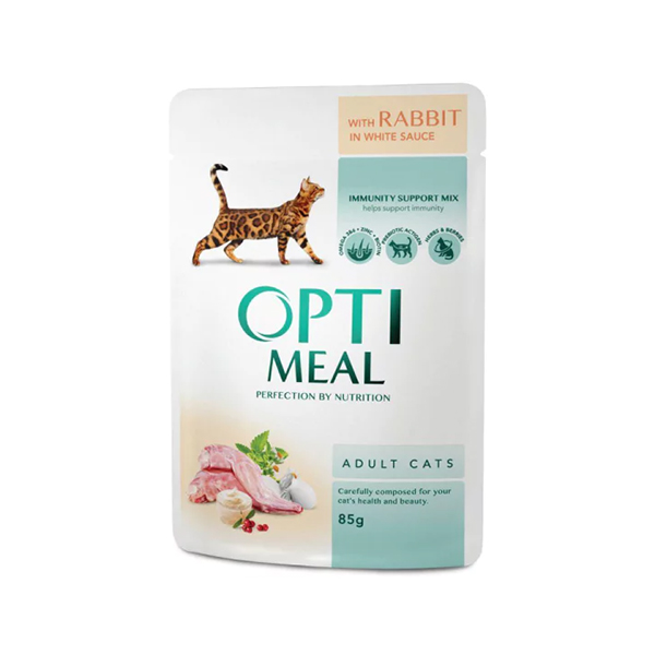 Optimeal Jöleli Tavşanlı ve Havuçlu Konserve Yetişkin Kedi Maması