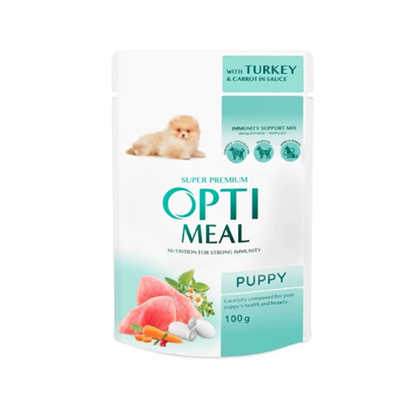 Optimeal Parça Etli Hindi ve Havuçlu Küçük Irk Konserve Yavru Köpek Maması