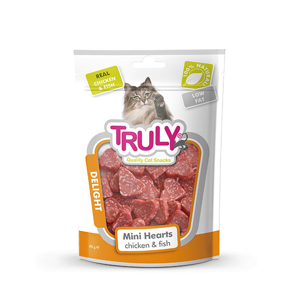 Truly Kalp Şekilli Tavuklu ve Balıklı Yumuşak Kedi Ödül Maması