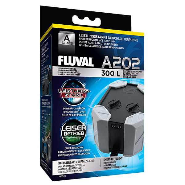 Fluval Çift Çıkışlı Yüksek Performanslı Hava Motoru (160 Us Gal / 600 Lt, Air 202)