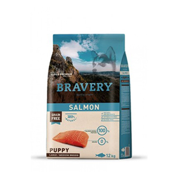 Bravery Adult Orta ve Büyük Irk Somonlu Tahılsız Yavru Köpek Maması 4 Kg