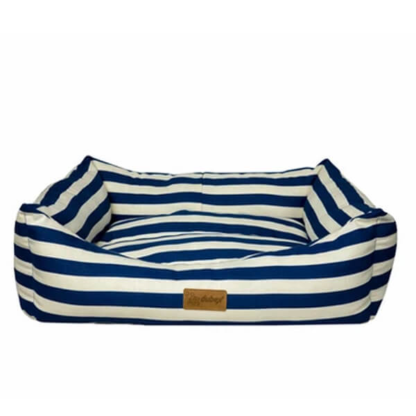 Dubex Makaron Dikdörtgen Köpek Yatağı Mavi Çizgili (78x60x22 Cm, Small)