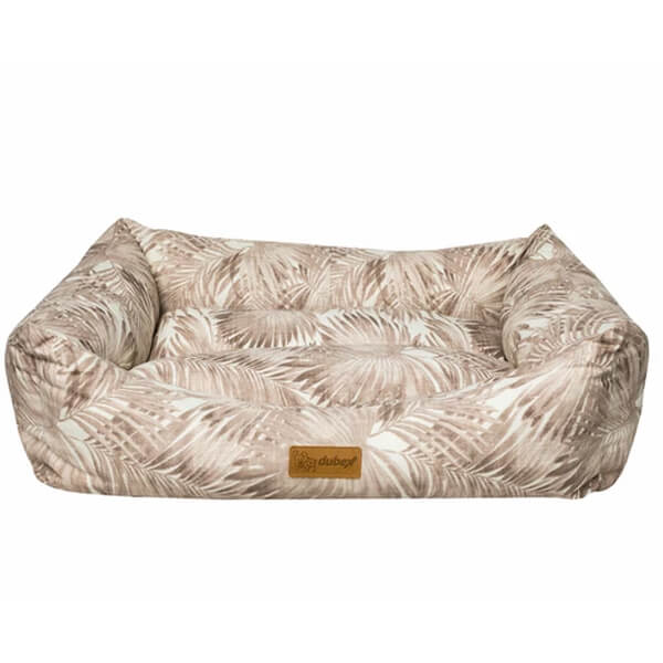 Dubex Makaron Dikdörtgen Köpek Yatağı Turuncu Yapraklı (62x44x22 Cm, Small)
