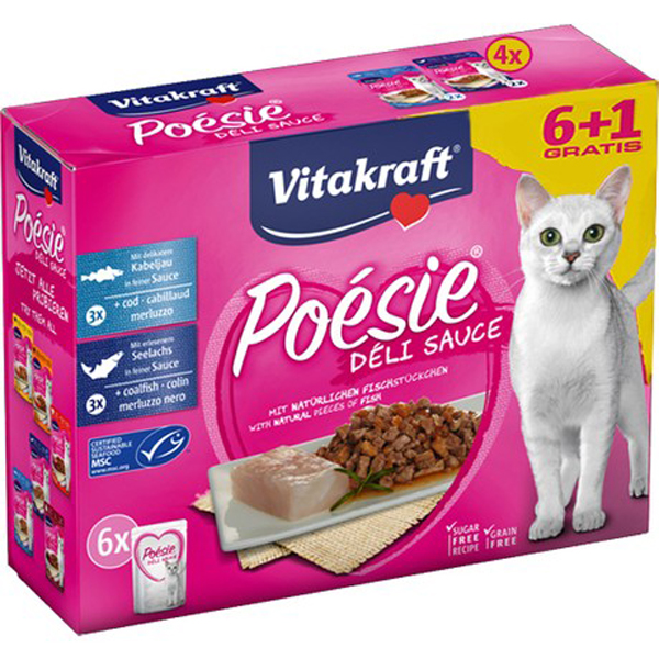 Vitakfraft Poesie 6+1 Balık Pouch Yetişkin Kedi Konservesi
