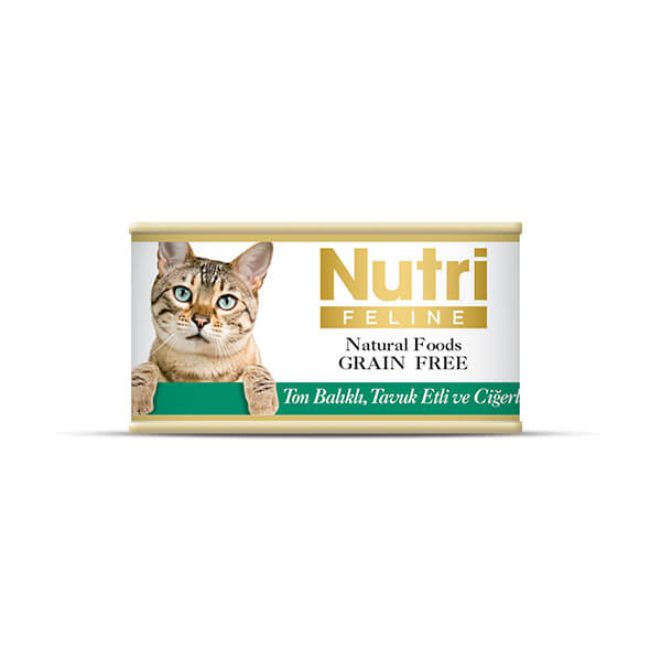 Nutri Feline Tahılsız Ton Balıklı Tavuklu ve Ciğerli Konserve Kedi Maması