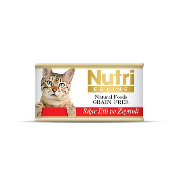 Nutri Feline Sığır Etli Zeytinli Tahılsız Konserve Kedi Maması