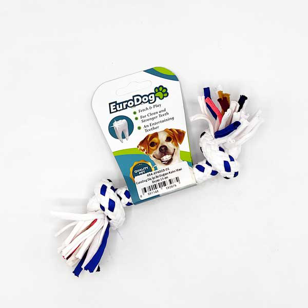 Euro Dog İki Düğümlü Kalın Diş Kaşıma İpi Köpek Oyuncağı (Beyaz/Kırmızı, 35 Cm)