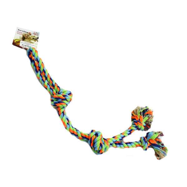 Euro Dog Tek Düğümlü Halka Şeklinde Diş Kaşıma İpi Köpek Oyuncağı (Beyaz/Kırmızı, 35 Cm)