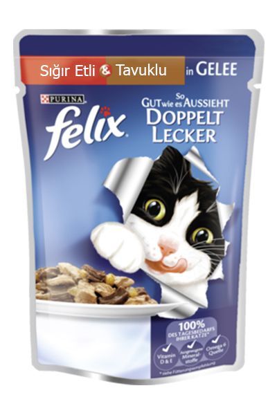 Felix Sığır Etli ve Tavuklu Yetişkin Yaş Kedi Maması