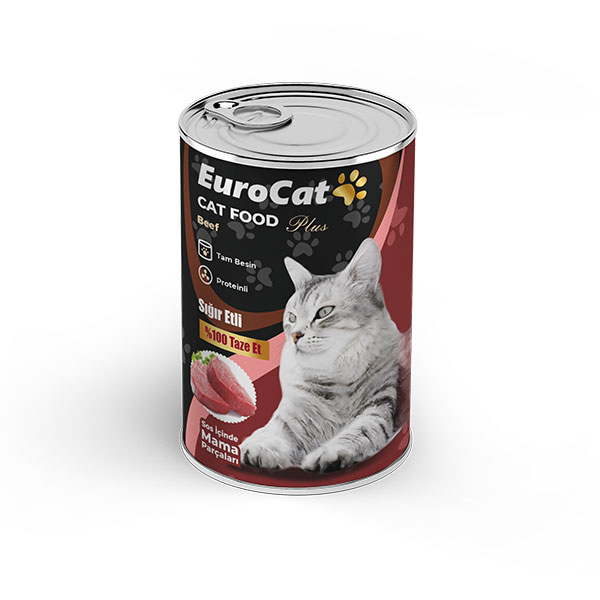 Euro Cat Biftekli Yetişkin Konserve Kedi Maması