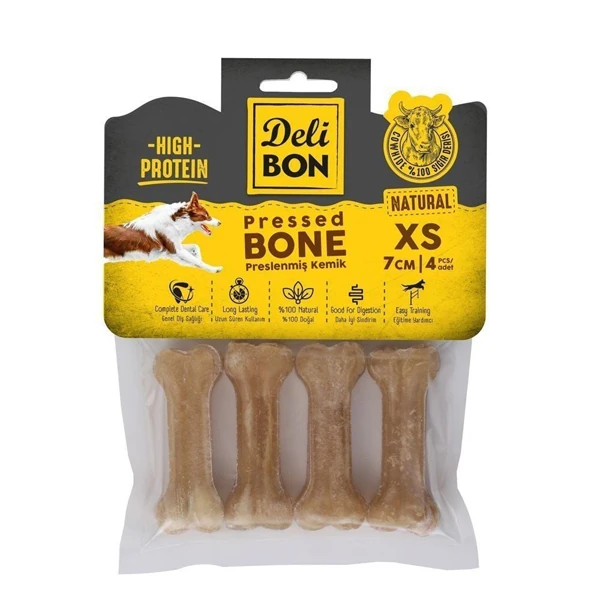 Delibon Deri Press Köpek Kemik Ödülü Naturel (7 Cm, 1 Adet, Small)