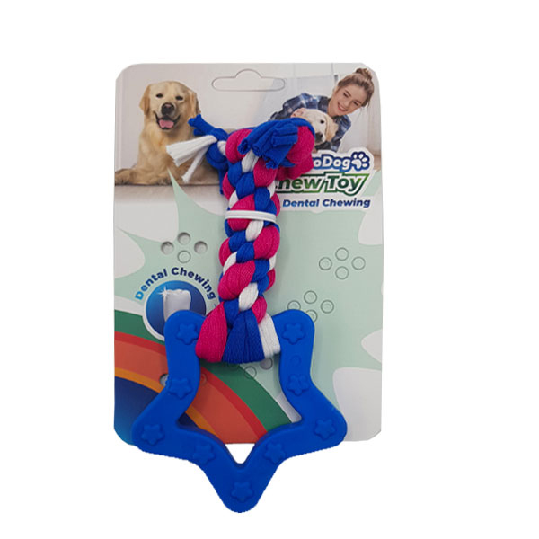 Euro Dog Plus Yıldız Şekilli Köpek Diş Kaşıma İpi Beyaz/Kırmızı/Mavi