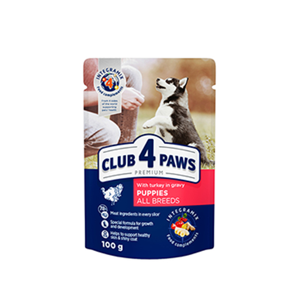 Club4Paws Hindili Soslu Pouch Yavru Konserve Köpek Maması