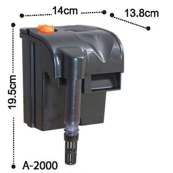 Dophin A2000 Akvaryum Askı Filtresi (15.5x18.5x22 Cm, 250 L/h)