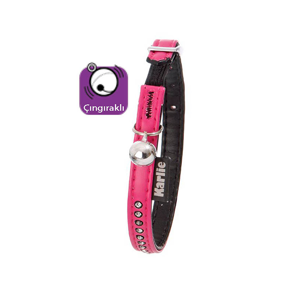 Karlie Deri Taşlı Kedi Boyun Tasması Xsmall Pembe