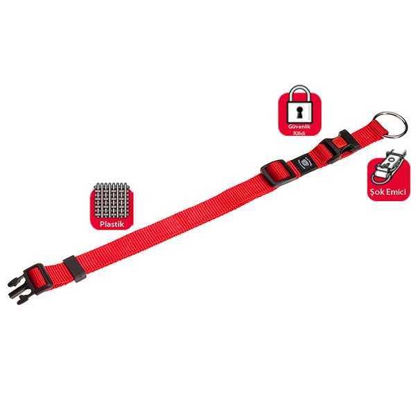 Karlie Kilitli Köpek Boyun Tasması Kırmızı (10 Mm 20-35 Cm, Small)