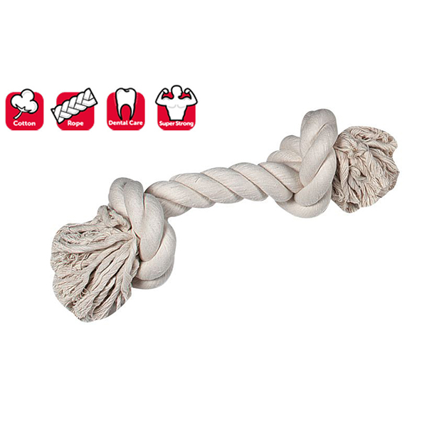 Karlie 2 Düğümlü İp Köpek Oyuncağı Beyaz (30 Cm, Large)