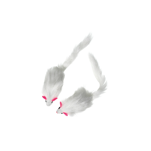 Karlie Tüylü Peluş Fare Kedi Oyuncağı (Beyaz, 5 Cm)