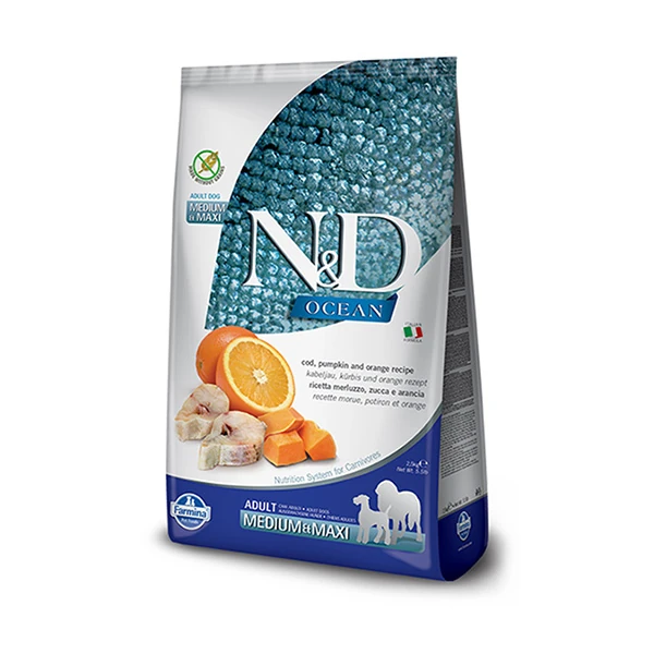 [PND0250065] N&D Ocean Balıklı ve Balkabaklı Orta ve Büyük Irk Köpek Maması (2.5 Kg)
