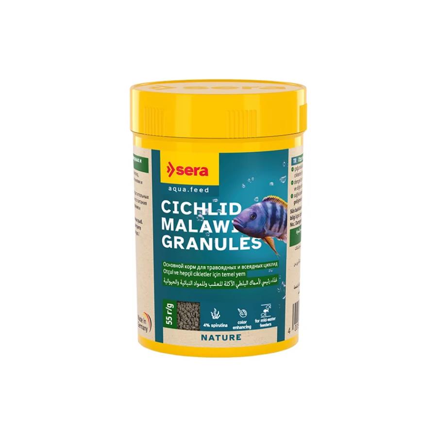 [100-0393] Sera Cichlid Malawi Granules Granül Cichlid Yemi 100 Ml 55 Gr