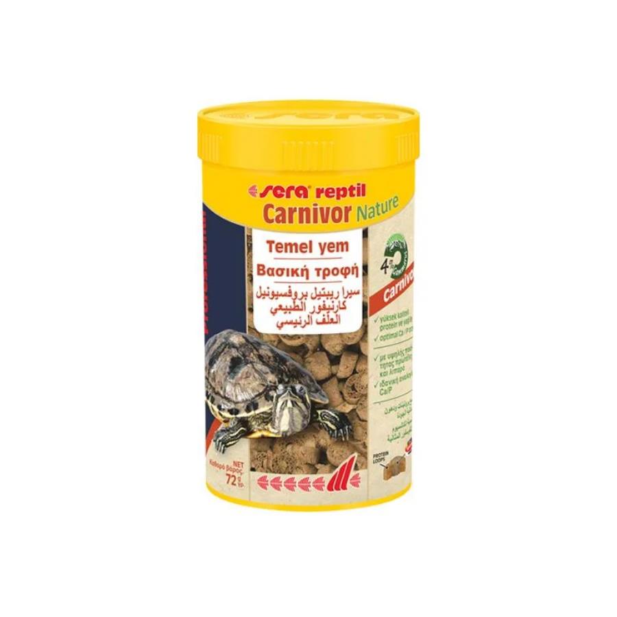 [100-1820] Sera Reptil Carnivor Nature Kaplumbağa ve Sürüngen Yemi 250 Ml 72 Gr