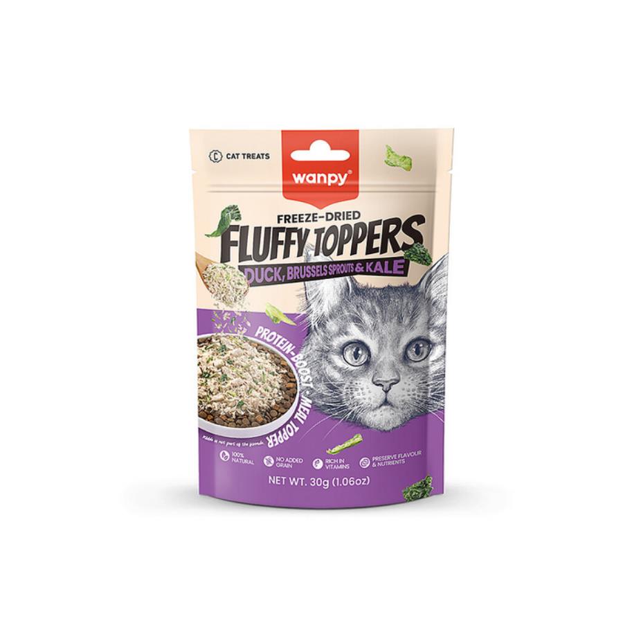 [PIWP-237] Wanpy Fluffy Topper Dondurularak Kurutulmuş Brüksel ve Kara Lahanalı Kedi Ödül Maması 30 Gr