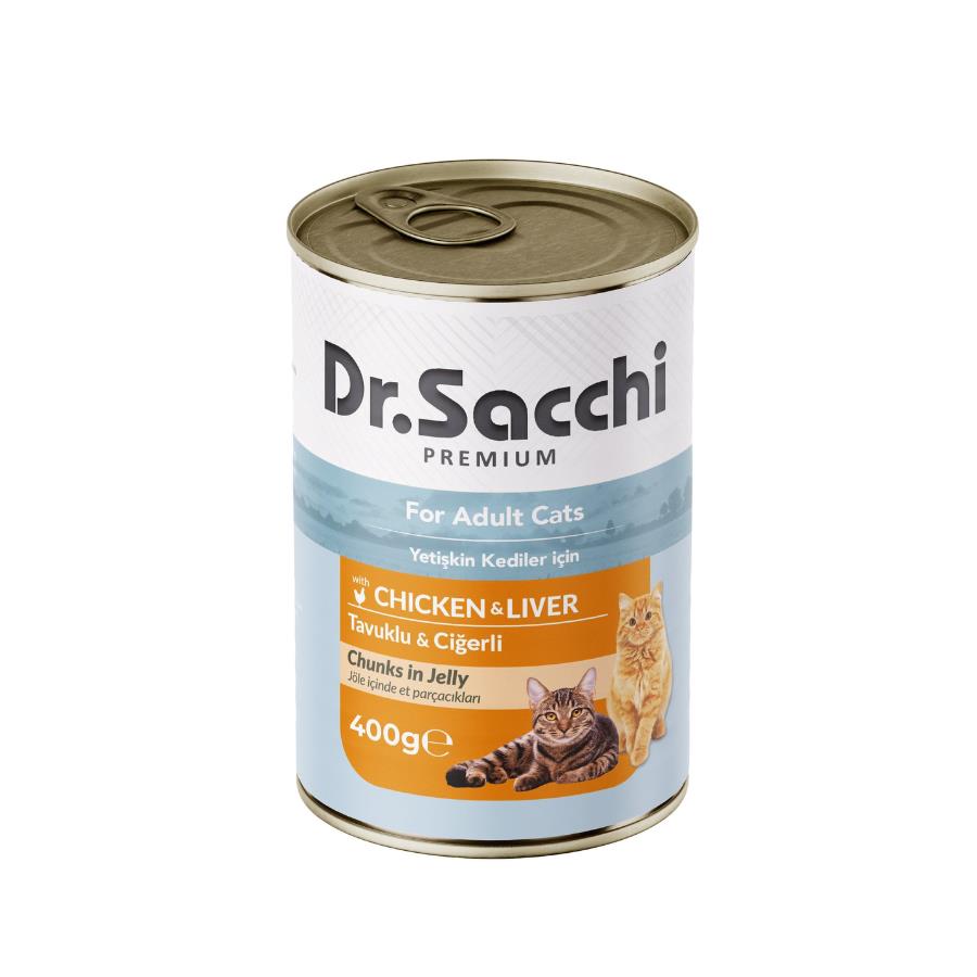 [8690286598098] Dr.Sacchi Tavuklu Ciğerli Kedi Konservesi 400 gr