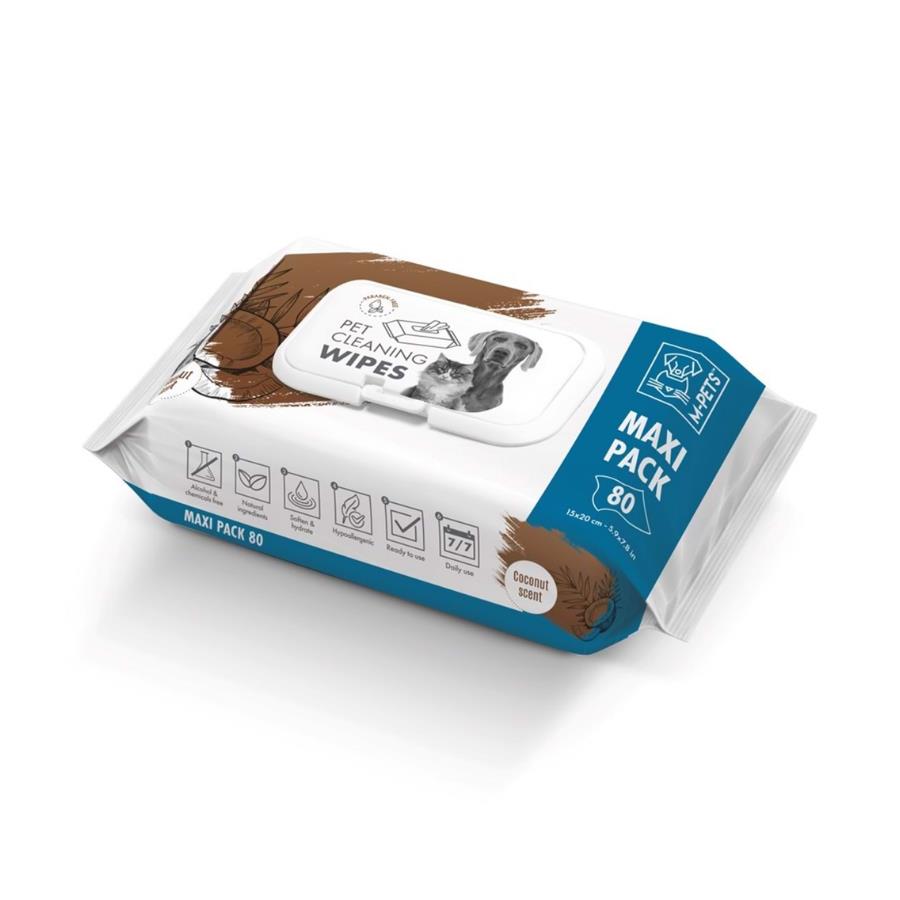 [60101899] M-Pets Coconut Hindistan Cevizli Kedi ve Köpekler İçin Temizlik Mendili 80'li