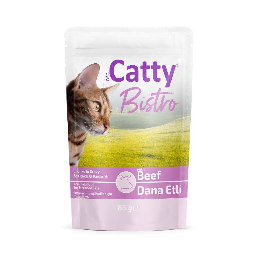 Catty Bistro Sos İçinde Dana Etli Kısırlşatırılmış Yetişkin Kedi Konservesi 85 Gr