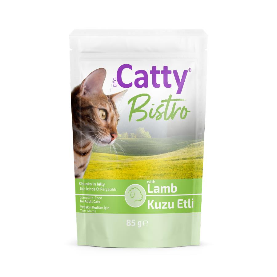 [8680542873694] Catty Bistro Jöle İçinde Et Parçacıklı Kuzu Etli Yetişkin Kedi Konservesi 85 Gr