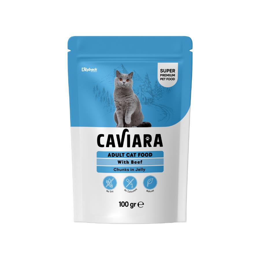 [KL-154] Caviara Pouch Sos İçinde Et Parçacıklı Dana Etli Yetişkin Kedi Konservesi