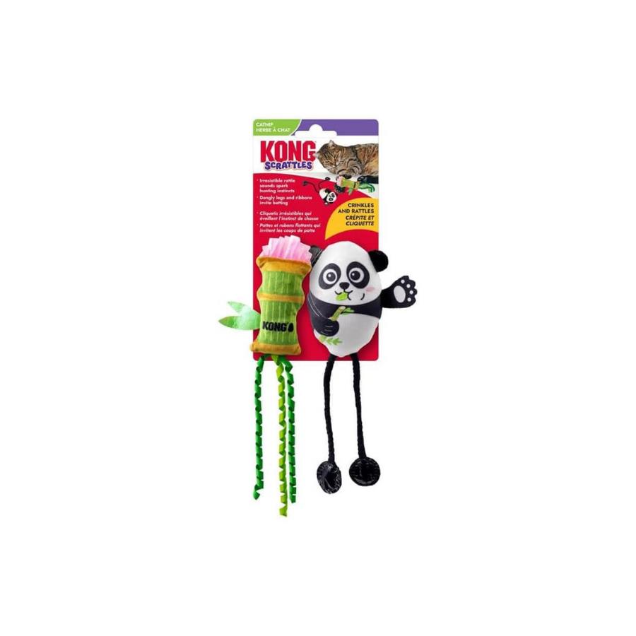 Kong Scrattles Panda ve Bambu Peluş Kedi Oyuncağı 2'li