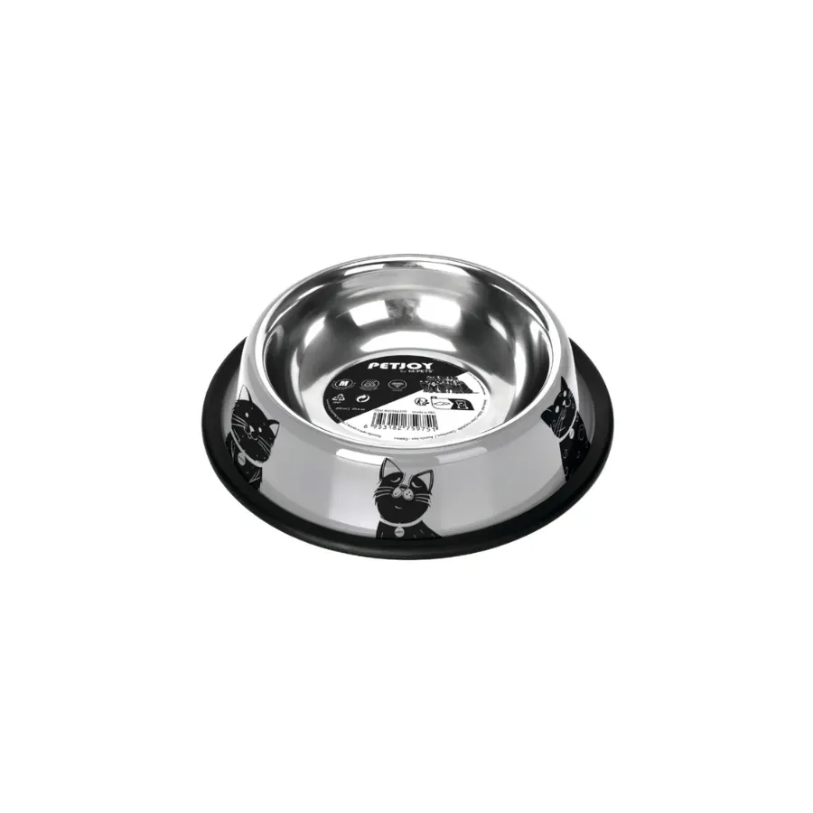 [60566599] M-PETS PETJOY CATFAMİLY ÇELİK MAMA KABI (M) (610 ml)