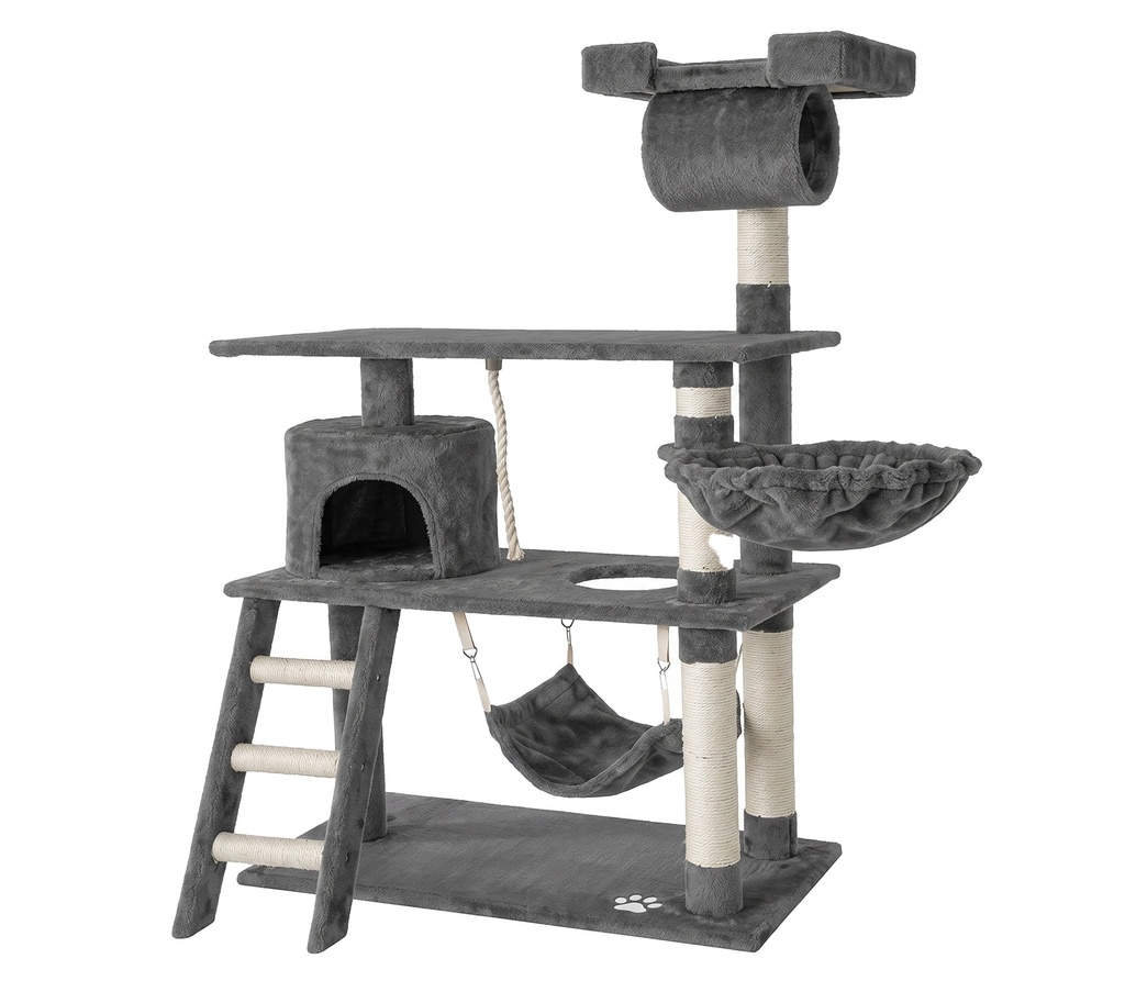 [506-15060] Tommy Çok Katlı Lüks Gri Kedi Tırmalama Evi 75x40x141