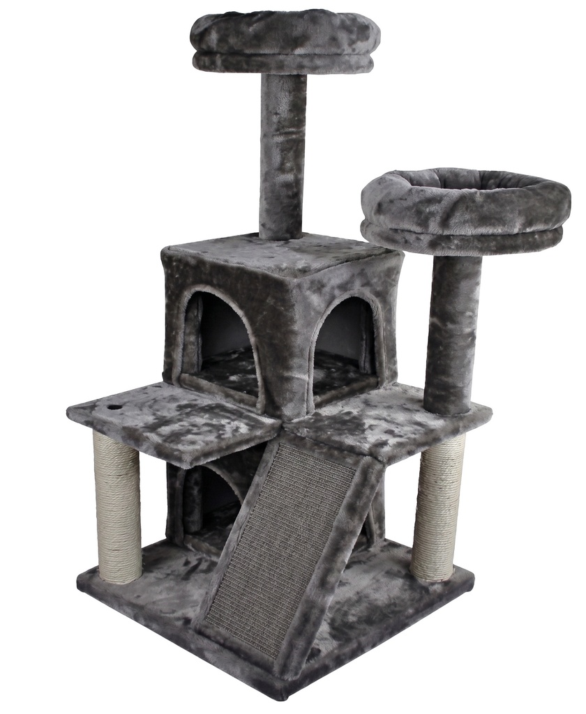 Tommy Çok Katlı Lüks Gri Kedi Tırmalama Evi 50x50x116